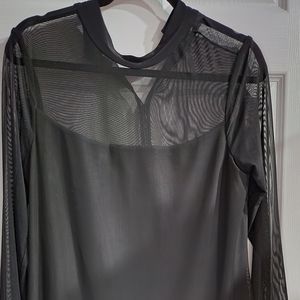 123. Marina black sheer overlay dress